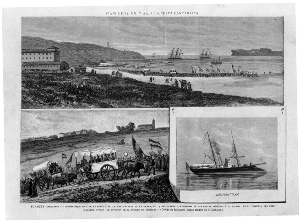 Desembarque de S.M. la Reina E Infantes — foto antigua de Suances