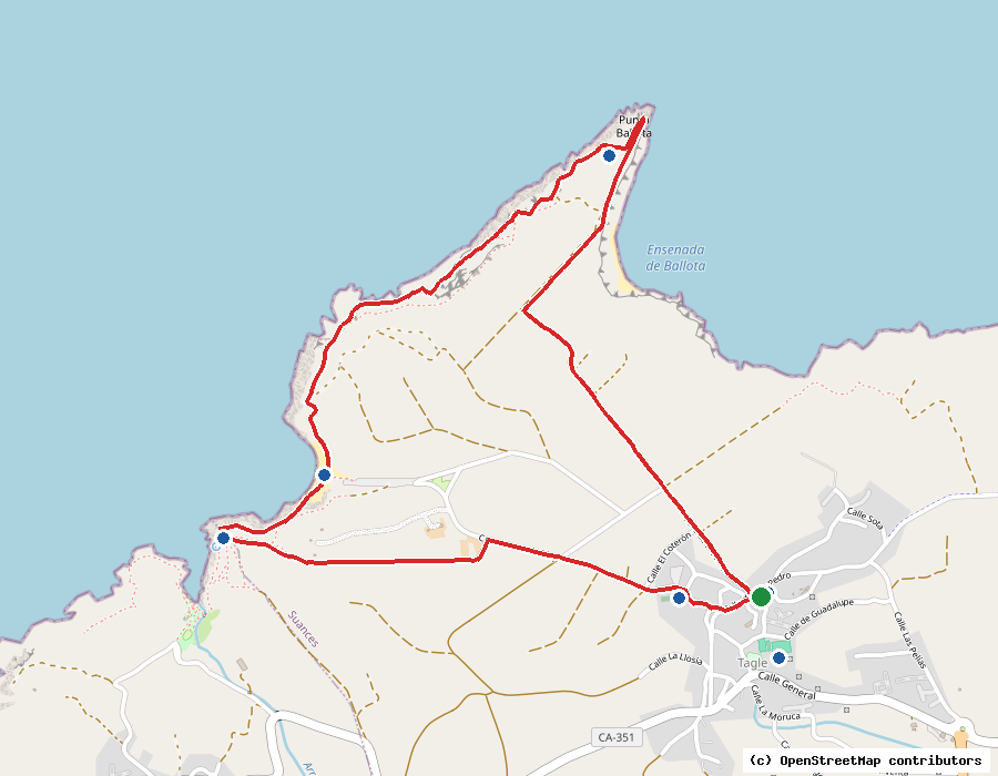 Mapa con el trazado y los hitos de la ruta Carmen Martín Gaite en Suances